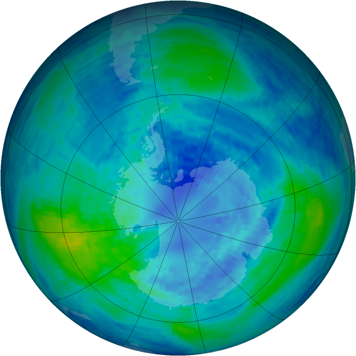 Antarctic ozone map for 30 March 1994